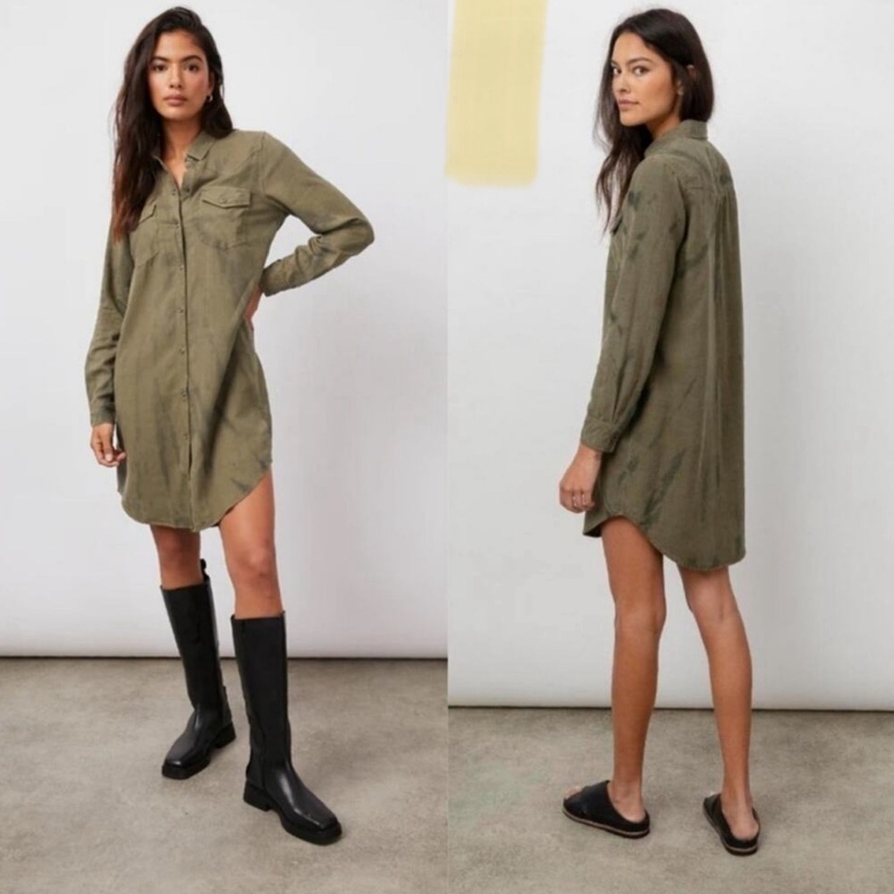 Rails shirt dress. Sandra tie dye olive. Medium